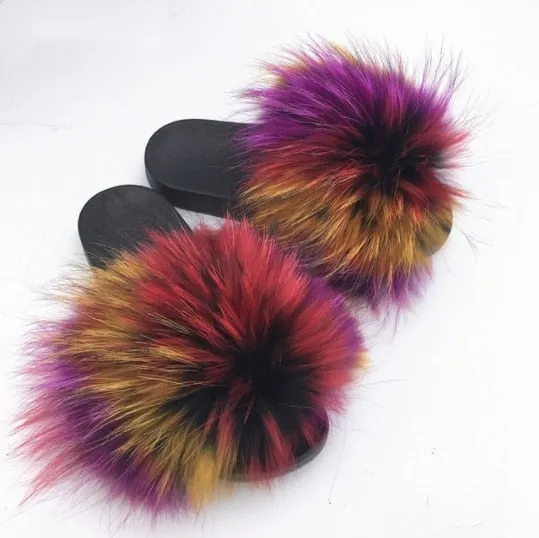 Fluffy Sliders Comfort Fur Furry Slippers