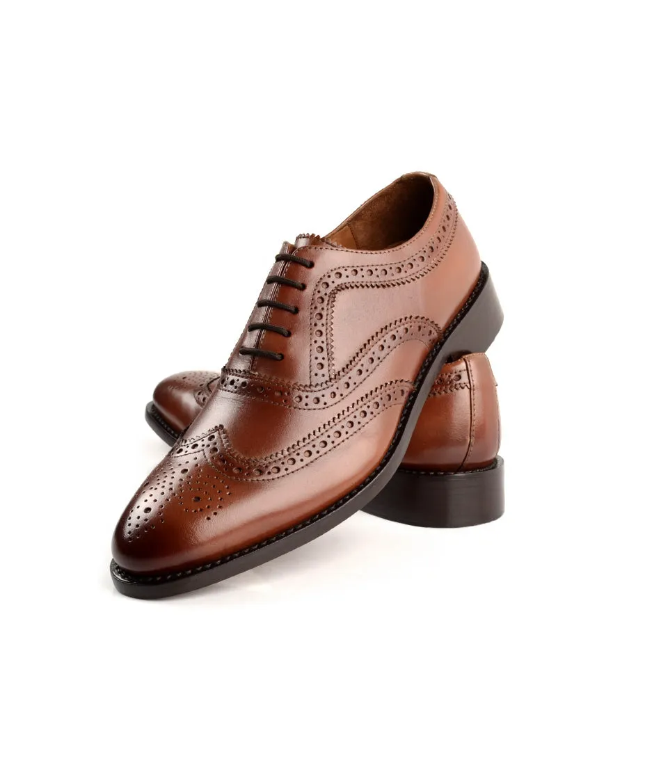 Goodyear Welted - Full Brogue Oxfords - Cognac