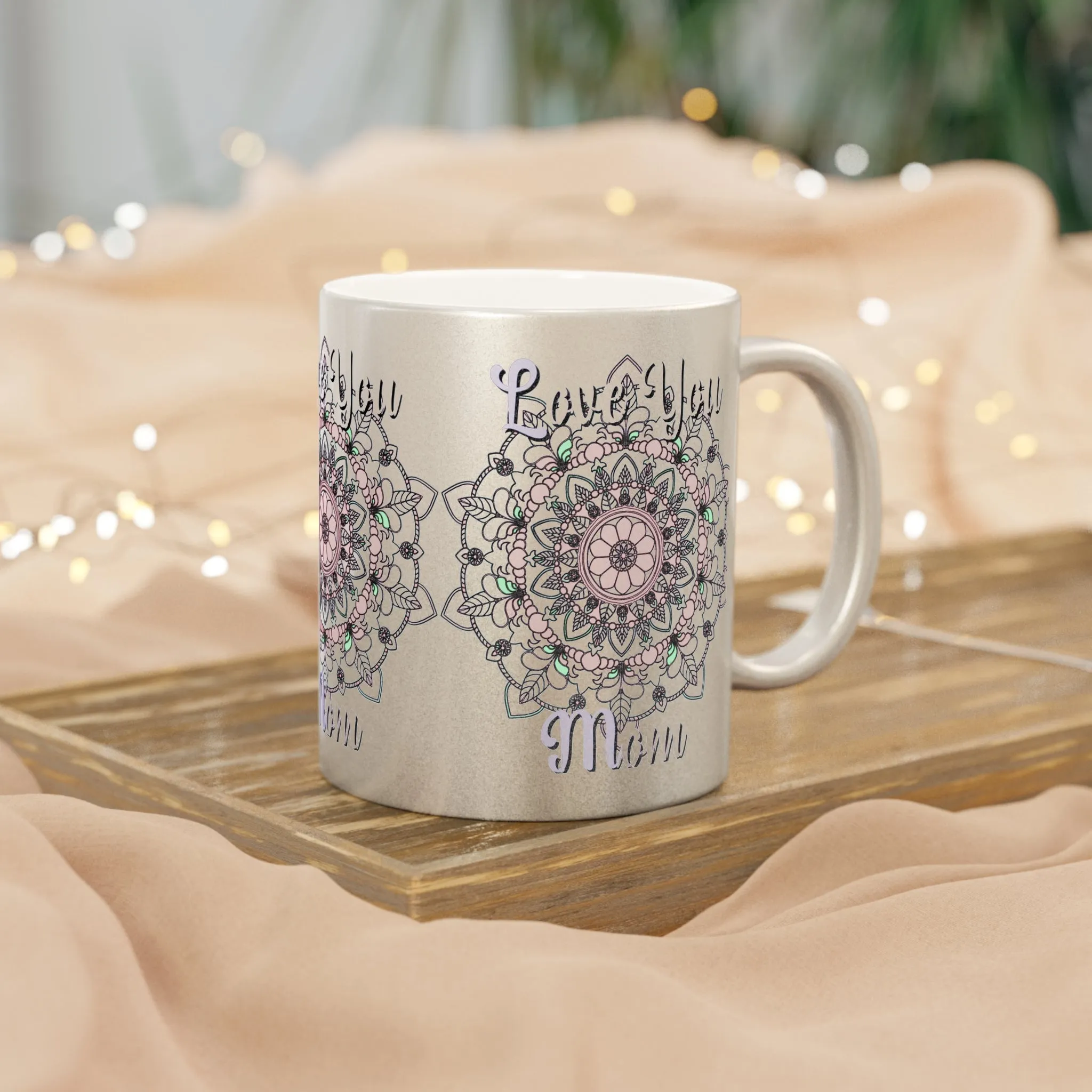 Handmade Mandala Design Metallic Mug - Perfect Birthday Gift for Mom