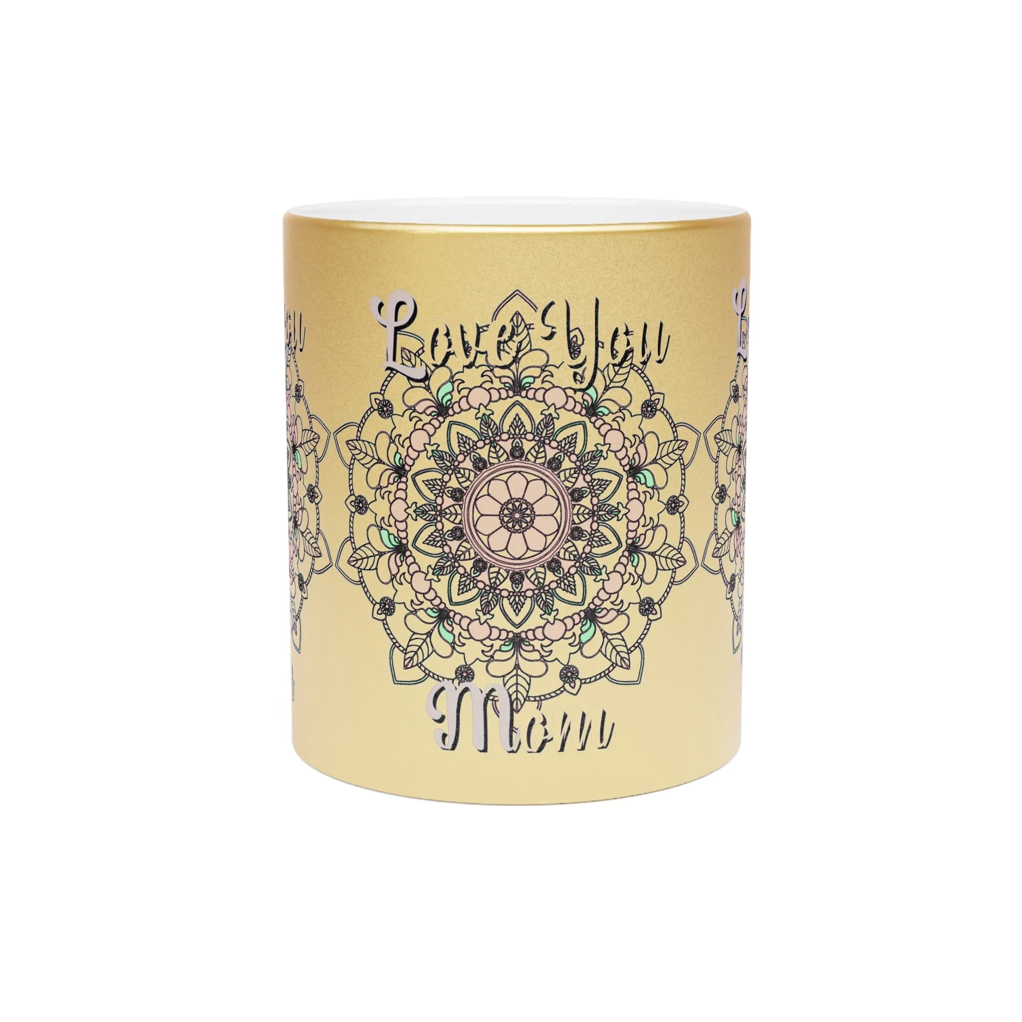 Handmade Mandala Design Metallic Mug - Perfect Birthday Gift for Mom