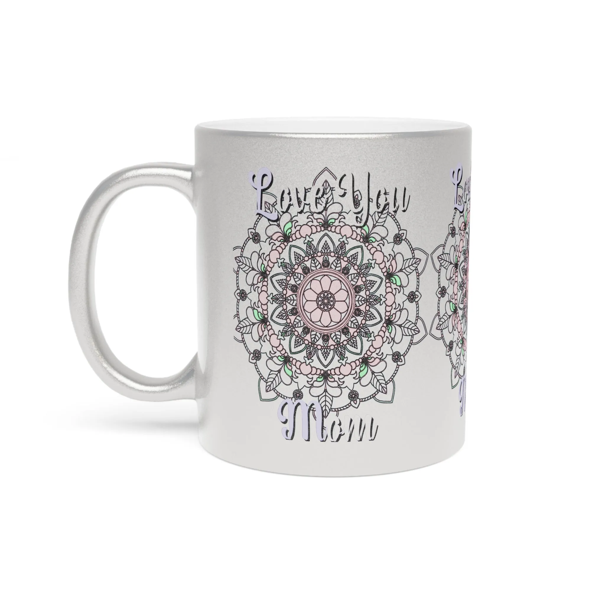 Handmade Mandala Design Metallic Mug - Perfect Birthday Gift for Mom