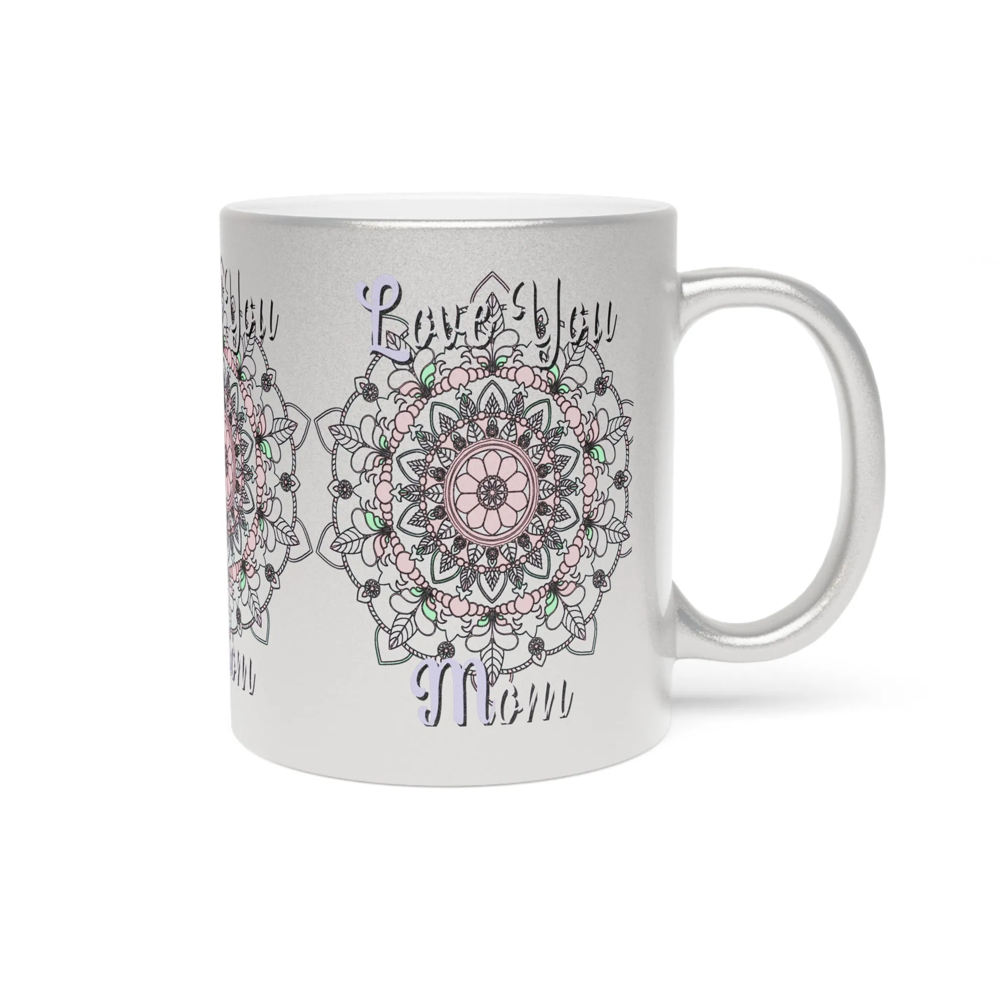 Handmade Mandala Design Metallic Mug - Perfect Birthday Gift for Mom