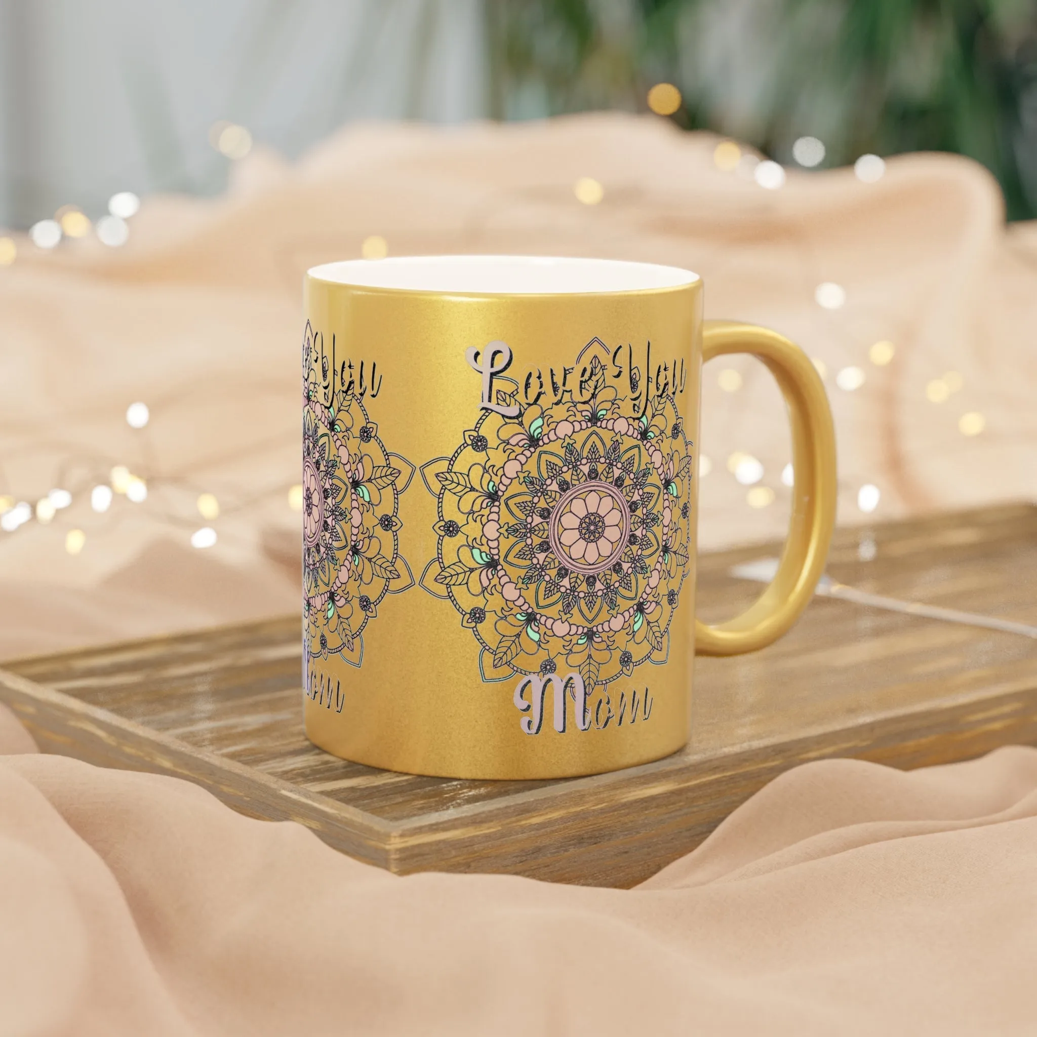 Handmade Mandala Design Metallic Mug - Perfect Birthday Gift for Mom