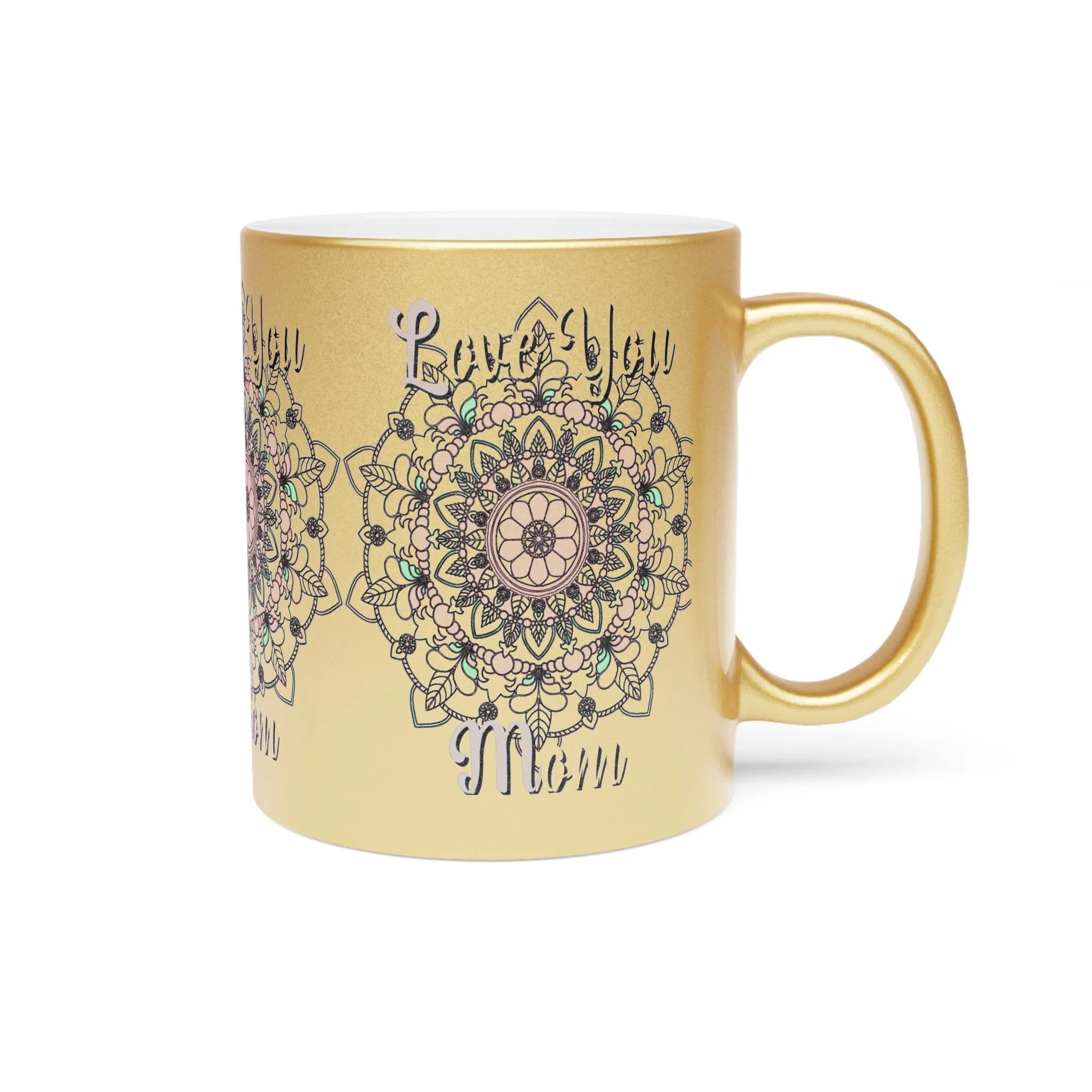 Handmade Mandala Design Metallic Mug - Perfect Birthday Gift for Mom