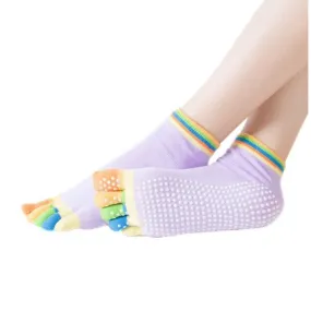 Lilac Yoga Rainbow Toe Socks (Adult Medium - Women's Shoe Sizes 5-10)