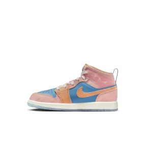 Little Kid's Jordan 1 Mid - AEGEAN STORM/HEMP-PINK OXFORD