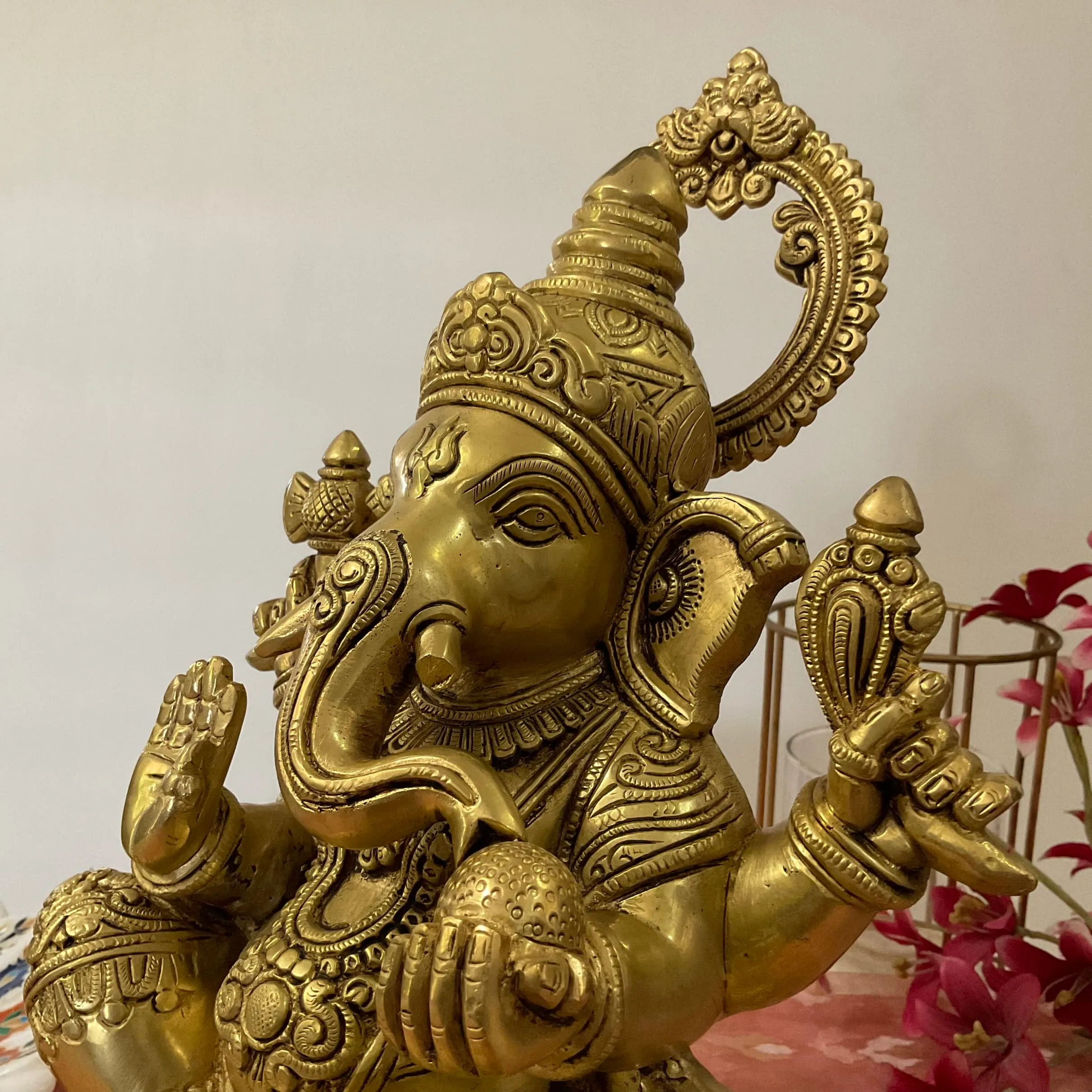 Lord Ganesh Brass Idol - Ganpati Decorative Statue for Home Decor