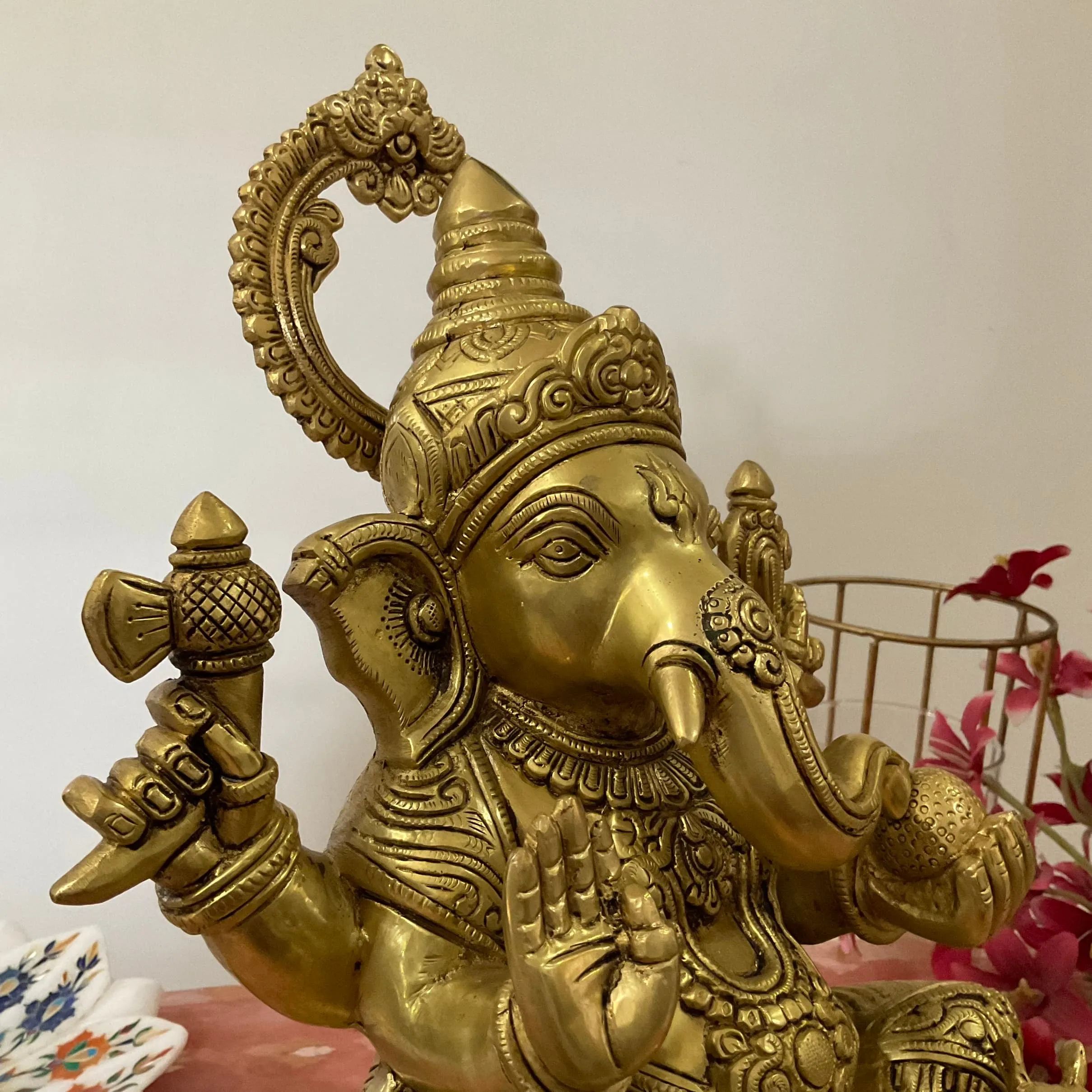 Lord Ganesh Brass Idol - Ganpati Decorative Statue for Home Decor