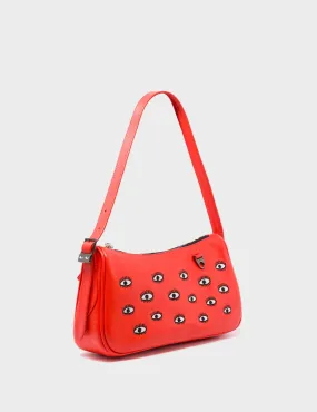 Lucas Hobo Mini Fiesta Red Handbag - All Over Eyes Embroidery