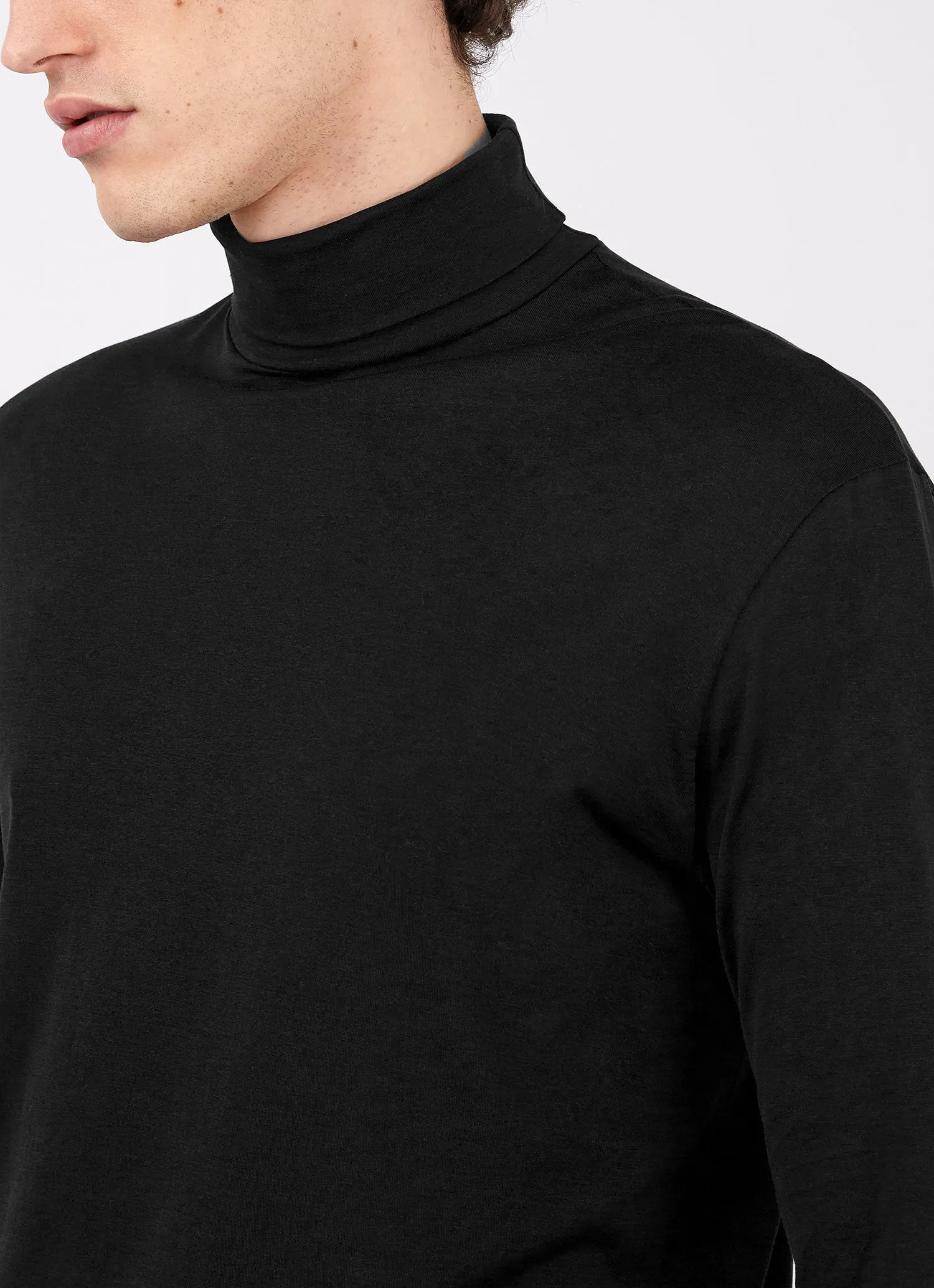 Men's Long Sleeve Roll Neck in Black