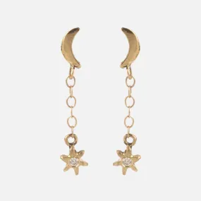 Moon and Stars Drop Earrings