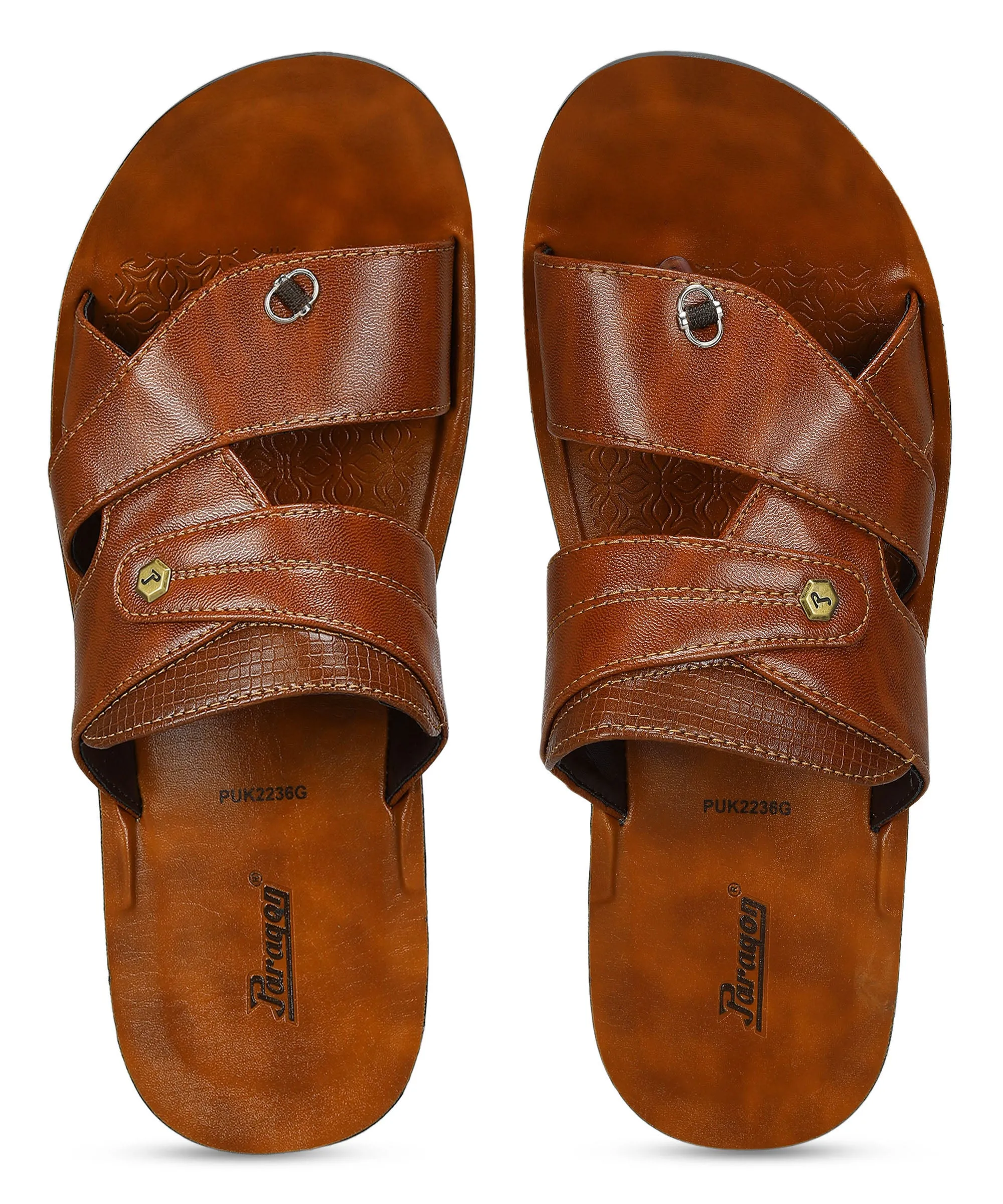 Paragon Men's Slip-on Brown Sandals for Men | Comfortable Sole & Durable