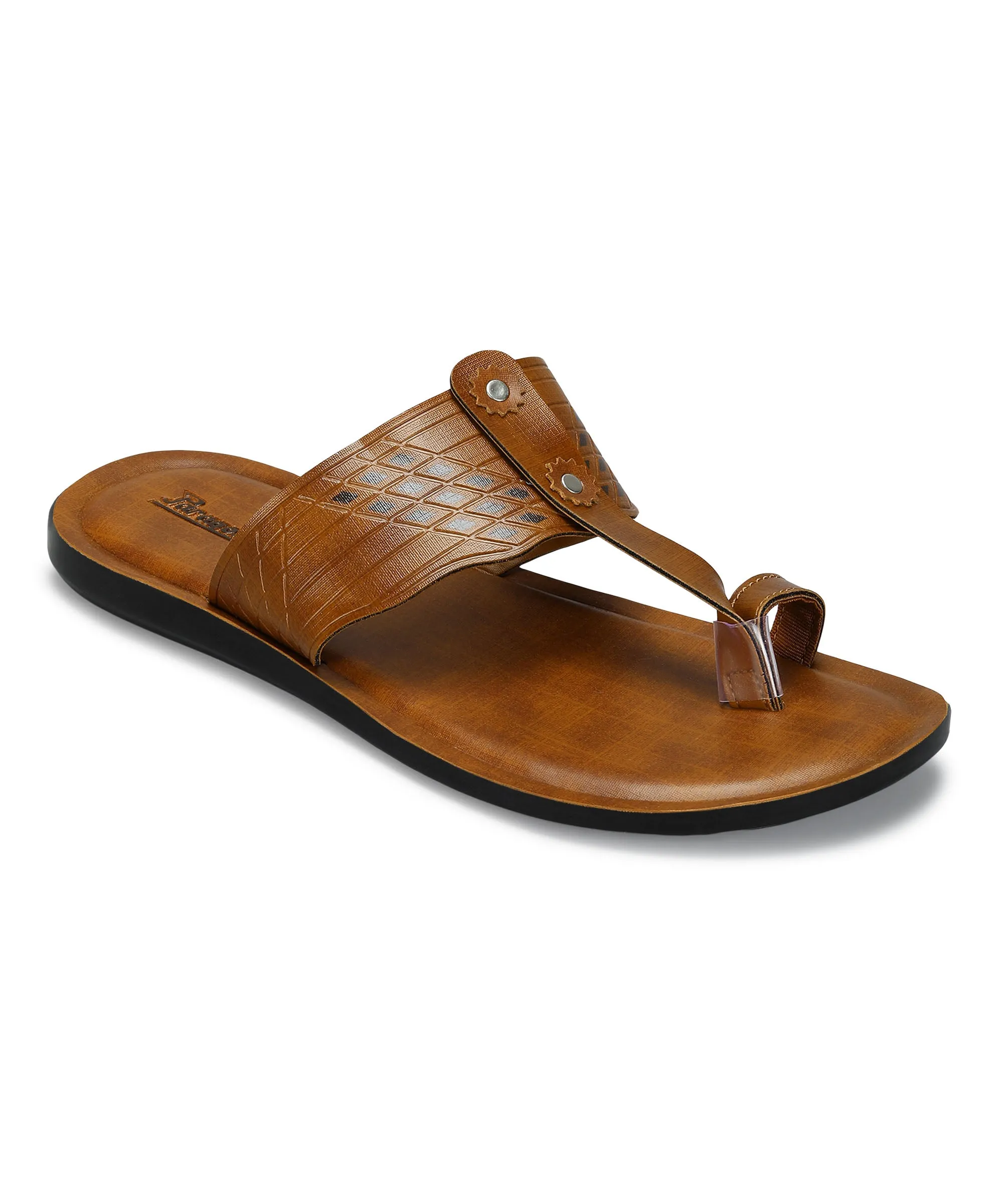 Paragon Men's Slip-on Tan Sandals for Men | Comfortable Sole & Durable