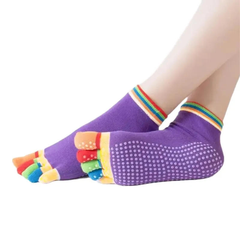 Purple Yoga Rainbow Toe Socks (Adult Medium - Women's Shoe Sizes 5-10)