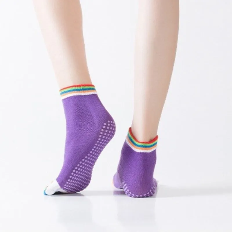 Purple Yoga Rainbow Toe Socks (Adult Medium - Women's Shoe Sizes 5-10)