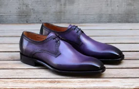 "Scott" Burnished Calfskin Lace-Up Blucher Oxford Purple