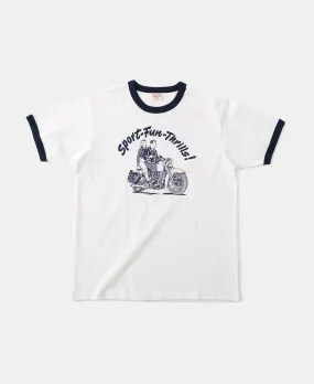 Retro Rider Print Motorcycle Short Sleeve T-Shirt - White