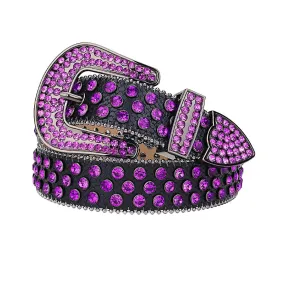 Rhinestone Black Strap With Purple Studded Belt