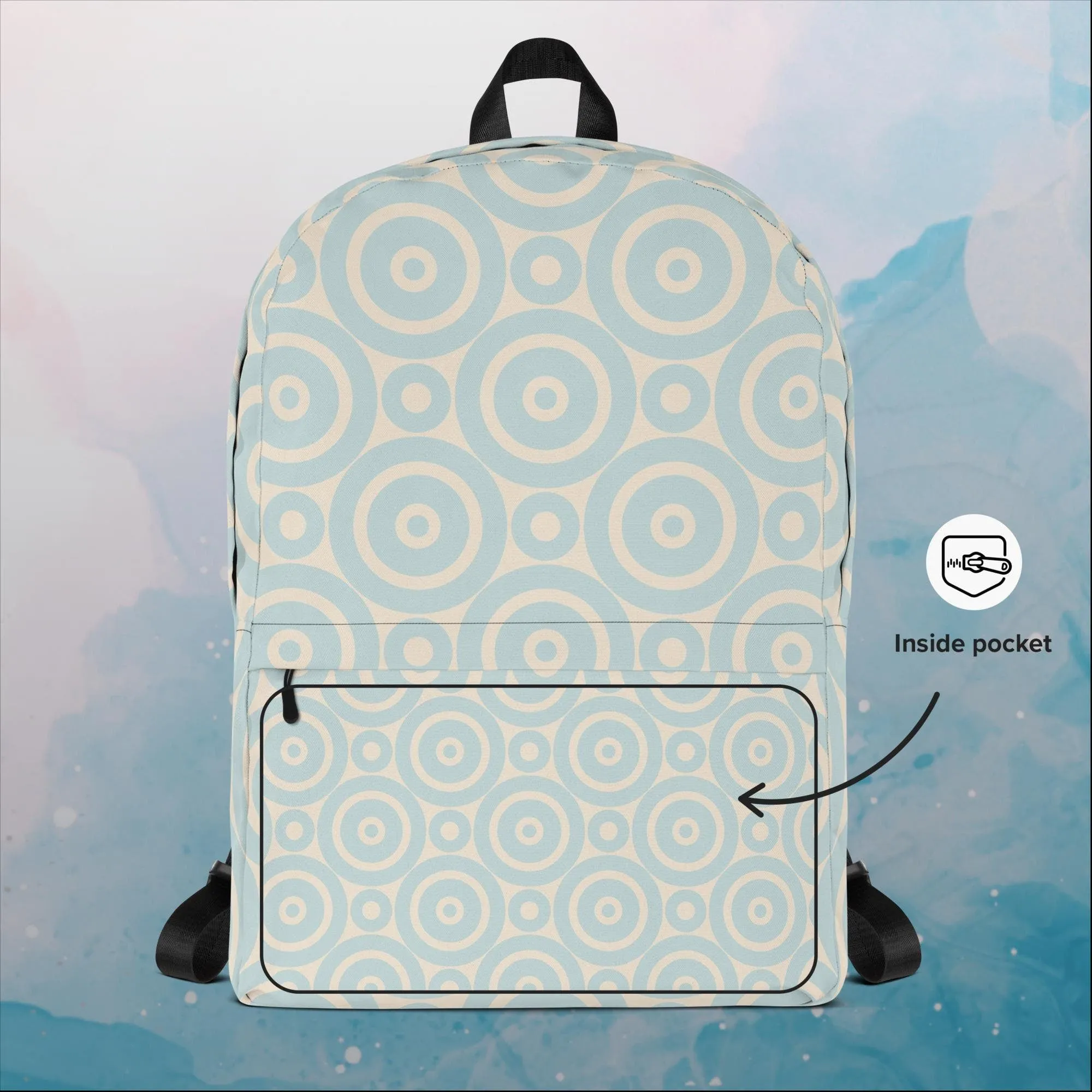 Robins Egg Blue Printed Target Circles Backpack