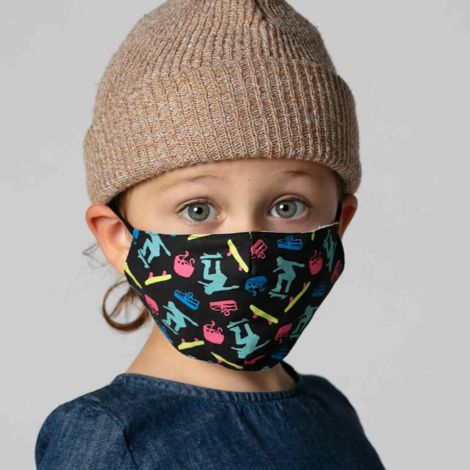 Skateboarding Black Reusable Cotton Kid’s Mask