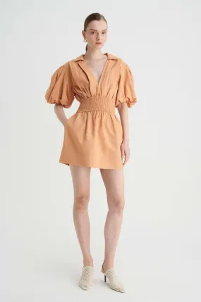 Skylar Shirred Waist Mini Dress - Tan