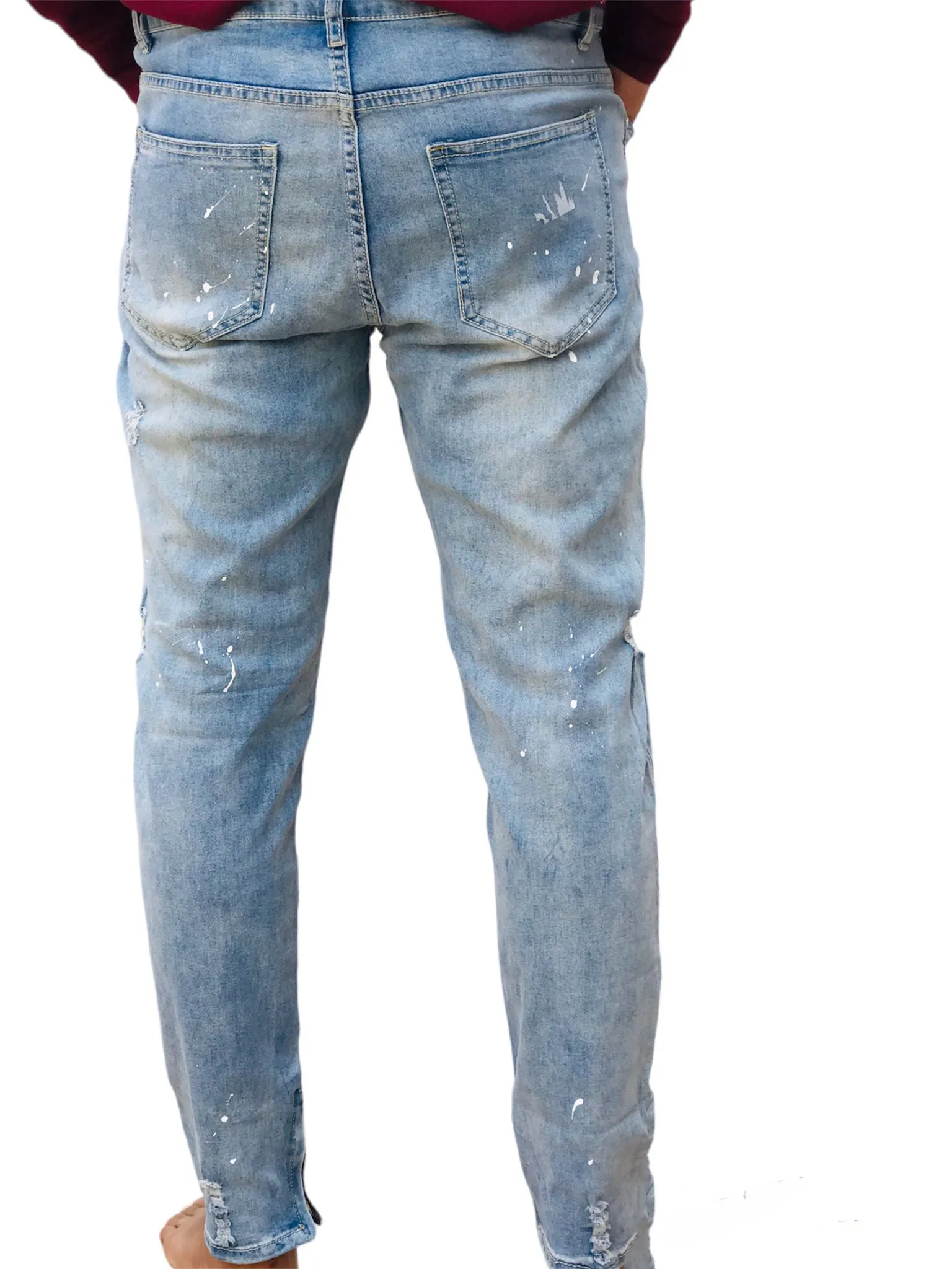 SLIM FIT RIP & REPAIR PAINT SPLATTER DENIM JEANS S3220626