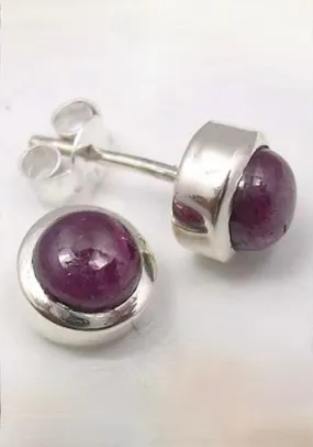 Solid Silver Ruby Stud Earrings