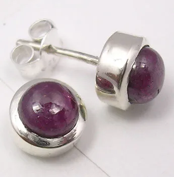 Solid Silver Ruby Stud Earrings