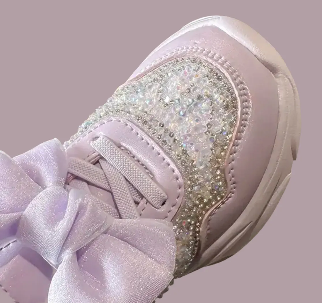 “Sparkles” Rhinestones & Bow Sneakers