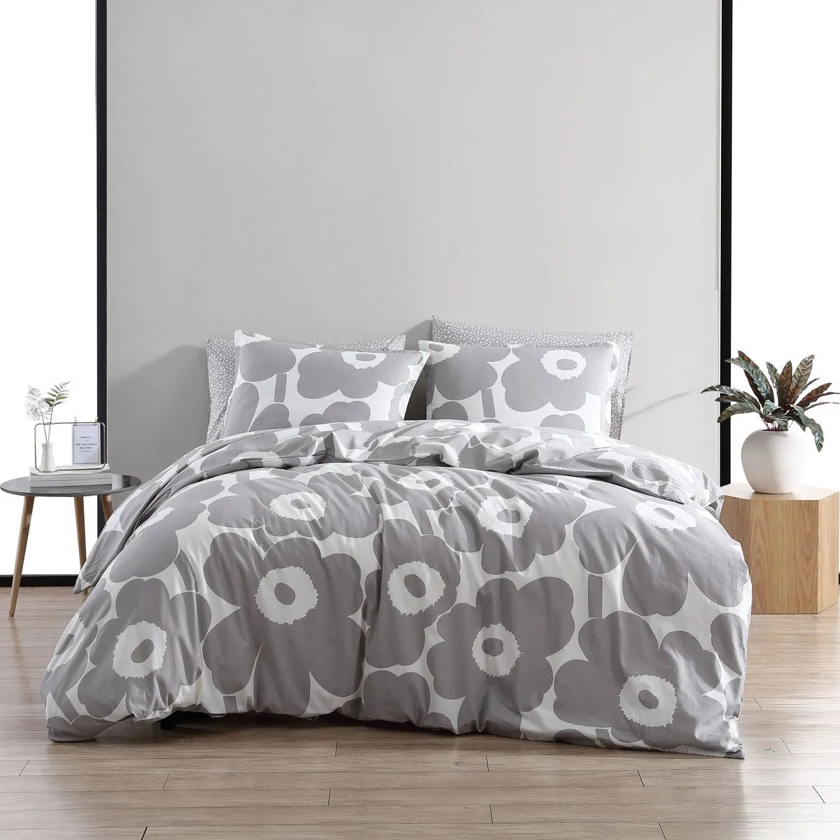 unikko grey queen duvet set