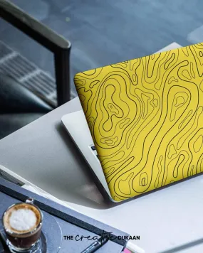 Yellow Laptop Skin With Topographical Elegant Design